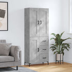 Hoge kast 69,5x34x180 cm bewerkt hout betongrijs
