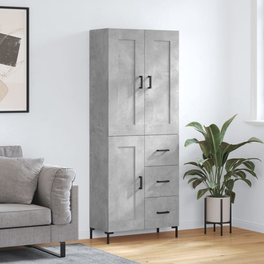 Hoge Kast 69,5X34X180 Cm Bewerkt Hout Betongrijs