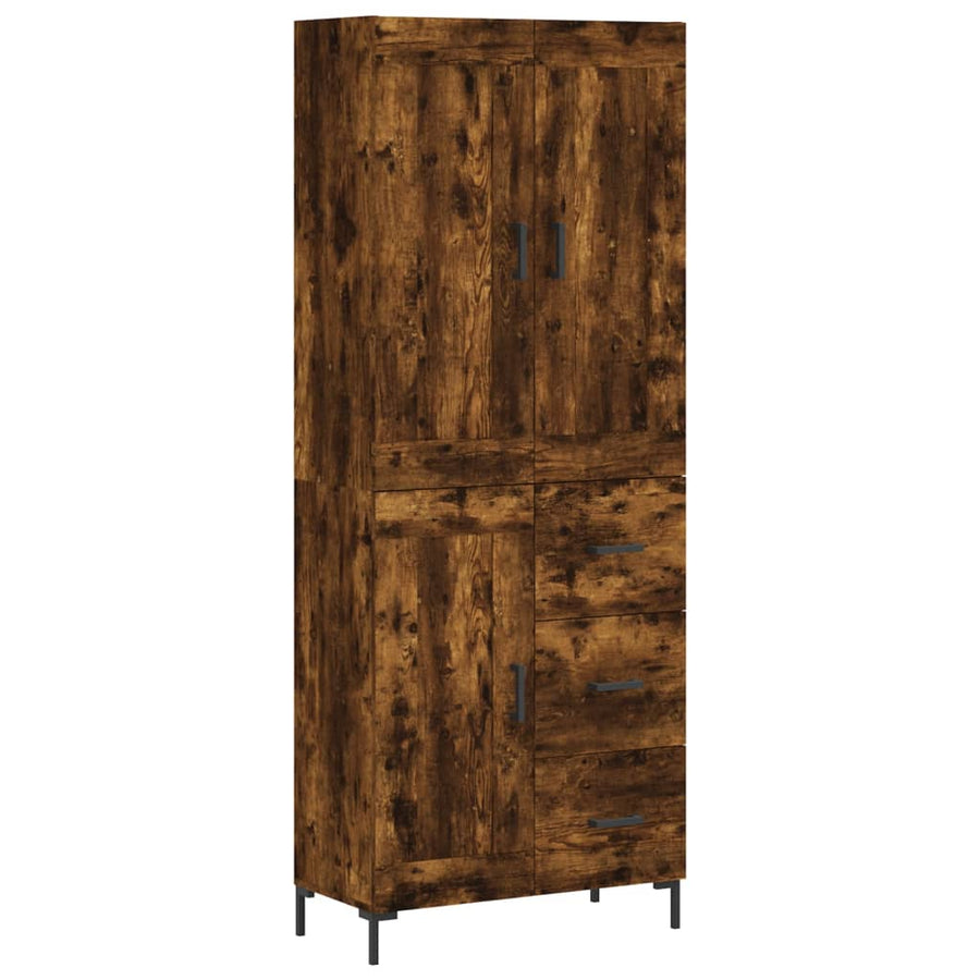 Hoge Kast 69,5X34X180 Cm Bewerkt Hout Kleurig Gerookt eiken