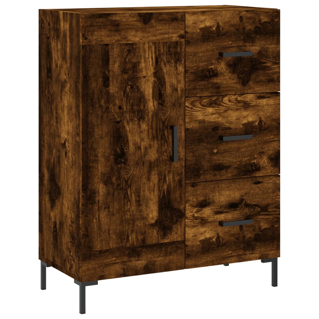 Hoge Kast 69,5X34X180 Cm Bewerkt Hout Kleurig Gerookt eiken
