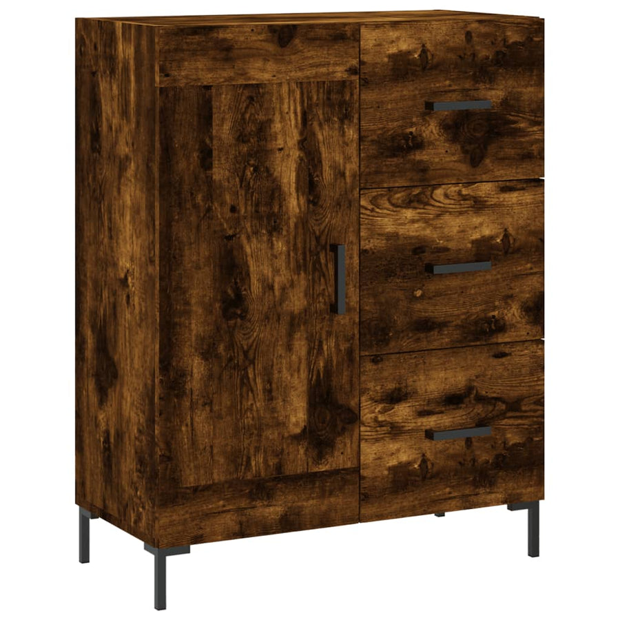 Hoge Kast 69,5X34X180 Cm Bewerkt Hout Kleurig Gerookt eiken