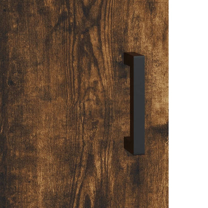 Hoge Kast 69,5X34X180 Cm Bewerkt Hout Kleurig Gerookt eiken