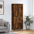 Hoge kast 69,5x34x180 cm bewerkt hout gerookt eiken