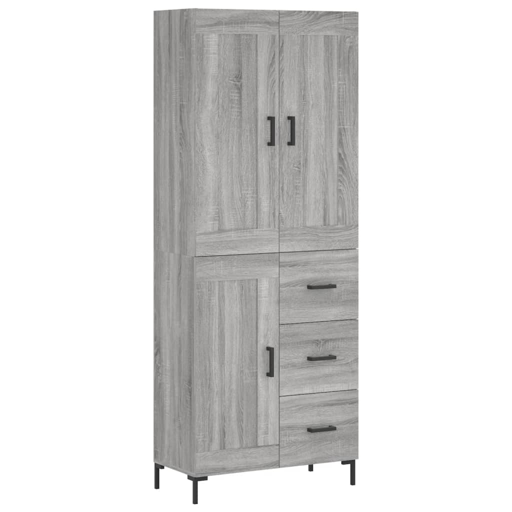 Hoge Kast 69,5X34X180 Cm Bewerkt Hout Eikenkleurig Grijs sonoma