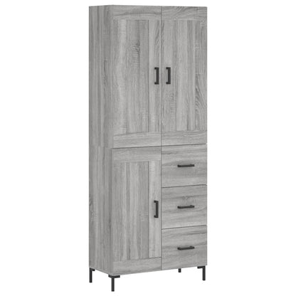 Hoge Kast 69,5X34X180 Cm Bewerkt Hout Eikenkleurig Grijs sonoma