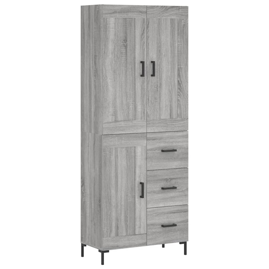 Hoge Kast 69,5X34X180 Cm Bewerkt Hout Eikenkleurig Grijs sonoma