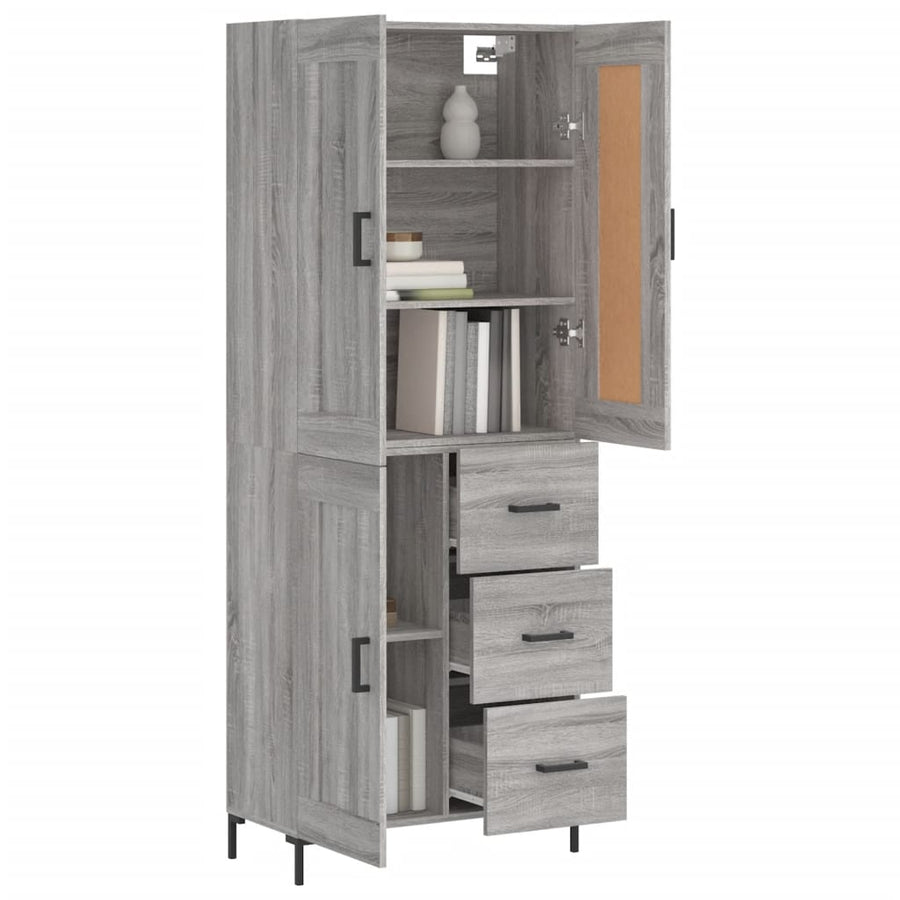 Hoge Kast 69,5X34X180 Cm Bewerkt Hout Eikenkleurig Grijs sonoma