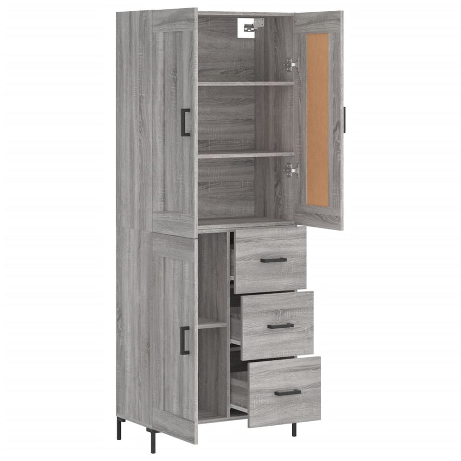 Hoge Kast 69,5X34X180 Cm Bewerkt Hout Eikenkleurig Grijs sonoma