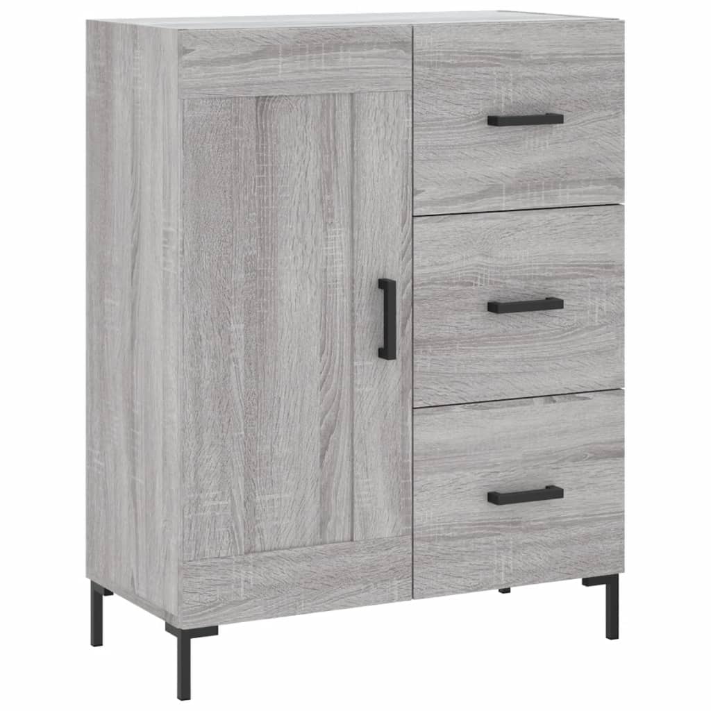 Hoge Kast 69,5X34X180 Cm Bewerkt Hout Eikenkleurig Grijs sonoma