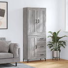 Hoge kast 69,5x34x180 cm bewerkt hout grijs