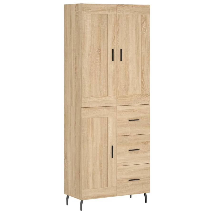 Hoge Kast 69,5X34X80 Cm Bewerkt Hout Kleurig Sonoma eiken 1 houten deur 3 lades
