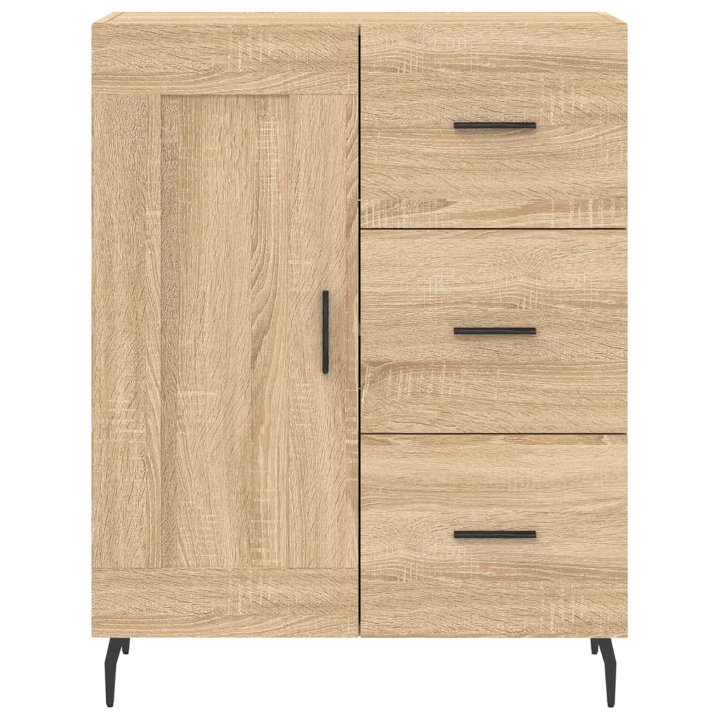 Hoge Kast 69,5X34X80 Cm Bewerkt Hout Kleurig Sonoma eiken 1 houten deur 3 lades