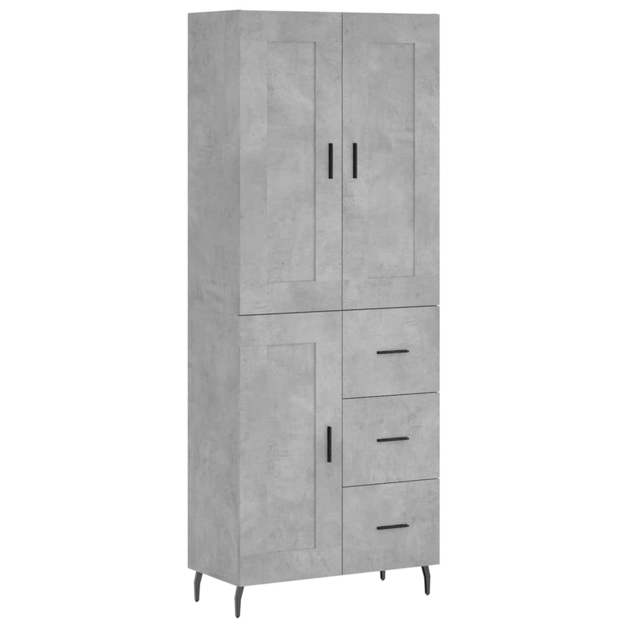 Hoge Kast 69,5X34X180 Cm Bewerkt Hout Betongrijs