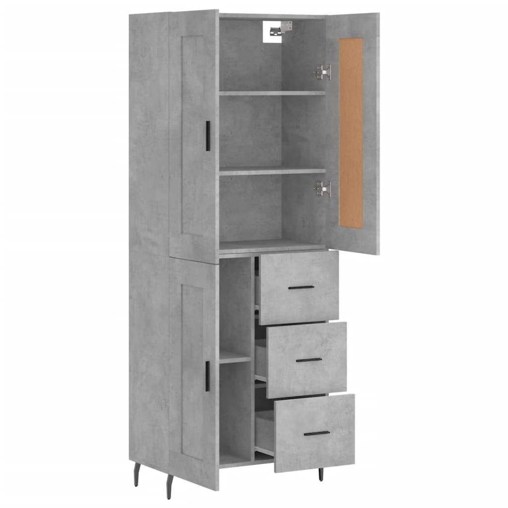 Hoge Kast 69,5X34X180 Cm Bewerkt Hout Betongrijs