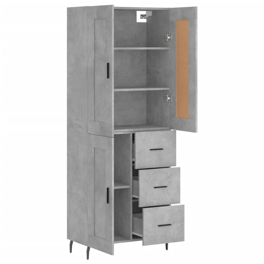 Hoge Kast 69,5X34X180 Cm Bewerkt Hout Betongrijs
