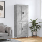 Hoge kast 69,5x34x180 cm bewerkt hout betongrijs