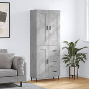 Hoge kast 69,5x34x180 cm bewerkt hout betongrijs