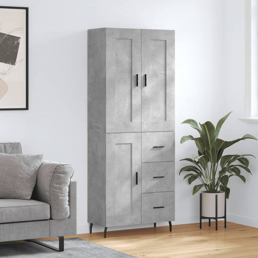 Hoge Kast 69,5X34X180 Cm Bewerkt Hout Betongrijs
