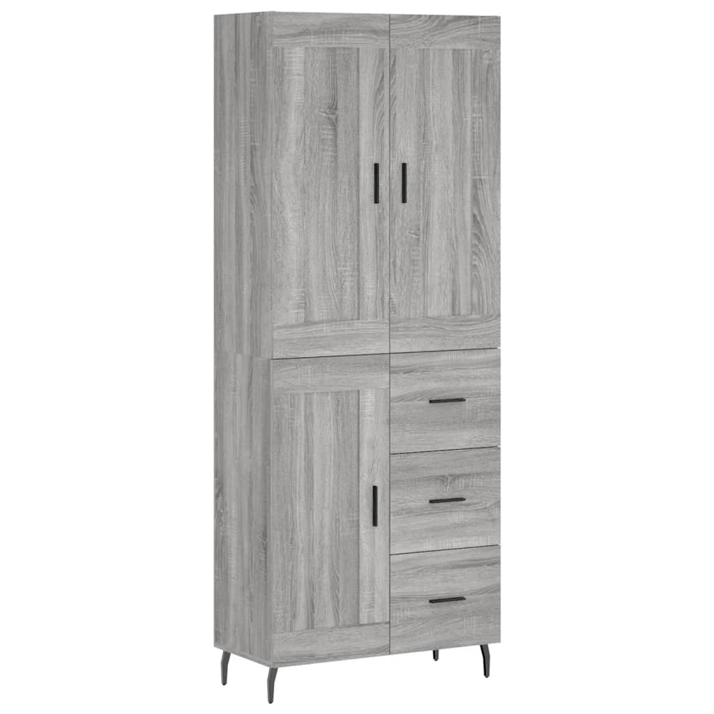 Hoge Kast 69,5X34X180 Cm Bewerkt Hout Eikenkleurig Grijs sonoma