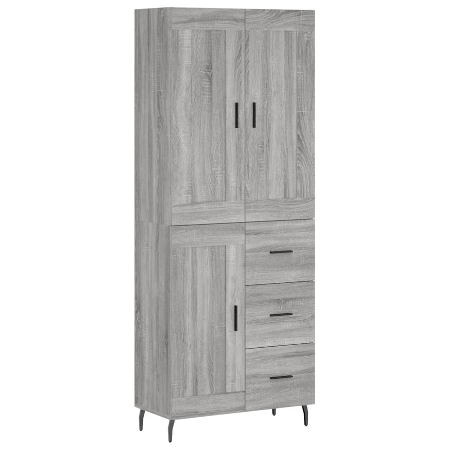 Hoge Kast 69,5X34X180 Cm Bewerkt Hout Eikenkleurig Grijs sonoma
