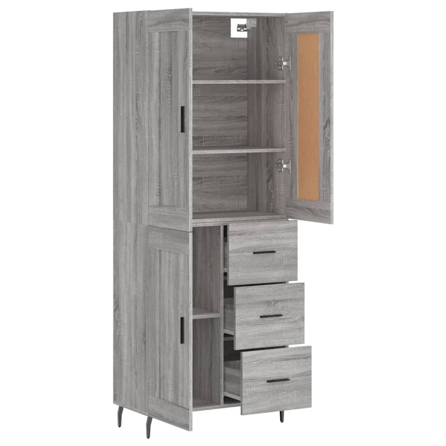 Hoge Kast 69,5X34X180 Cm Bewerkt Hout Eikenkleurig Grijs sonoma