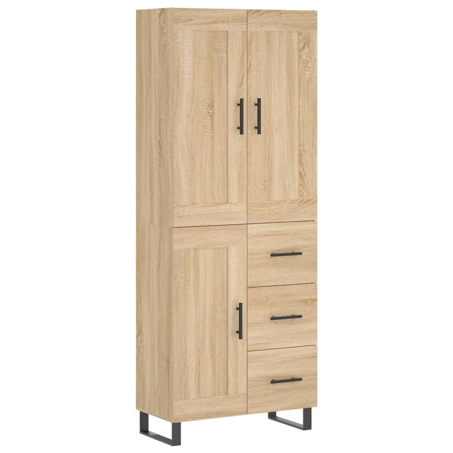 Hoge Kast 69,5X34X80 Cm Bewerkt Hout Kleurig Sonoma eiken 1 houten deur 3 lades