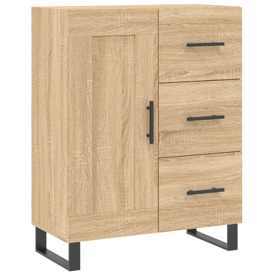 Hoge Kast 69,5X34X80 Cm Bewerkt Hout Kleurig Sonoma eiken 1 houten deur 3 lades
