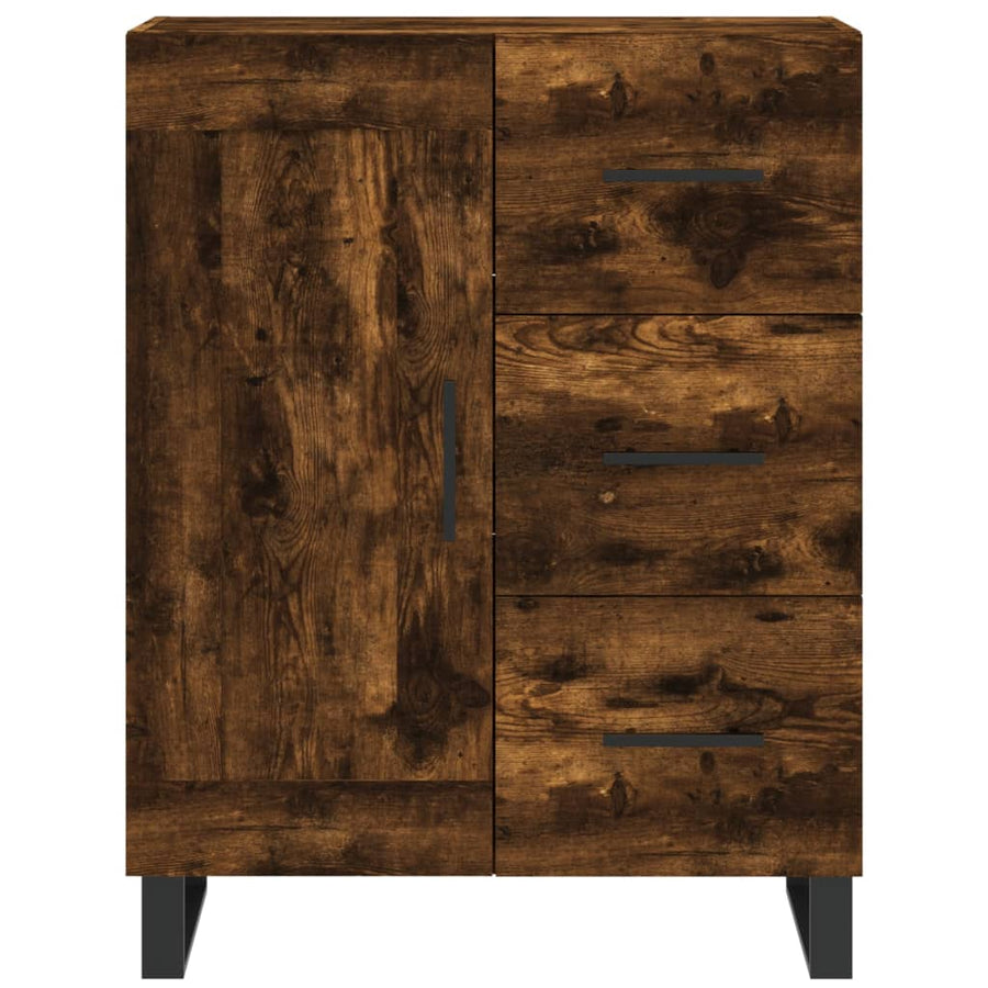 Hoge Kast 69,5X34X180 Cm Bewerkt Hout Kleurig Gerookt eiken