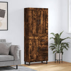 High cabinet 69.5x34x180 cm treated smoked oak-colored wood