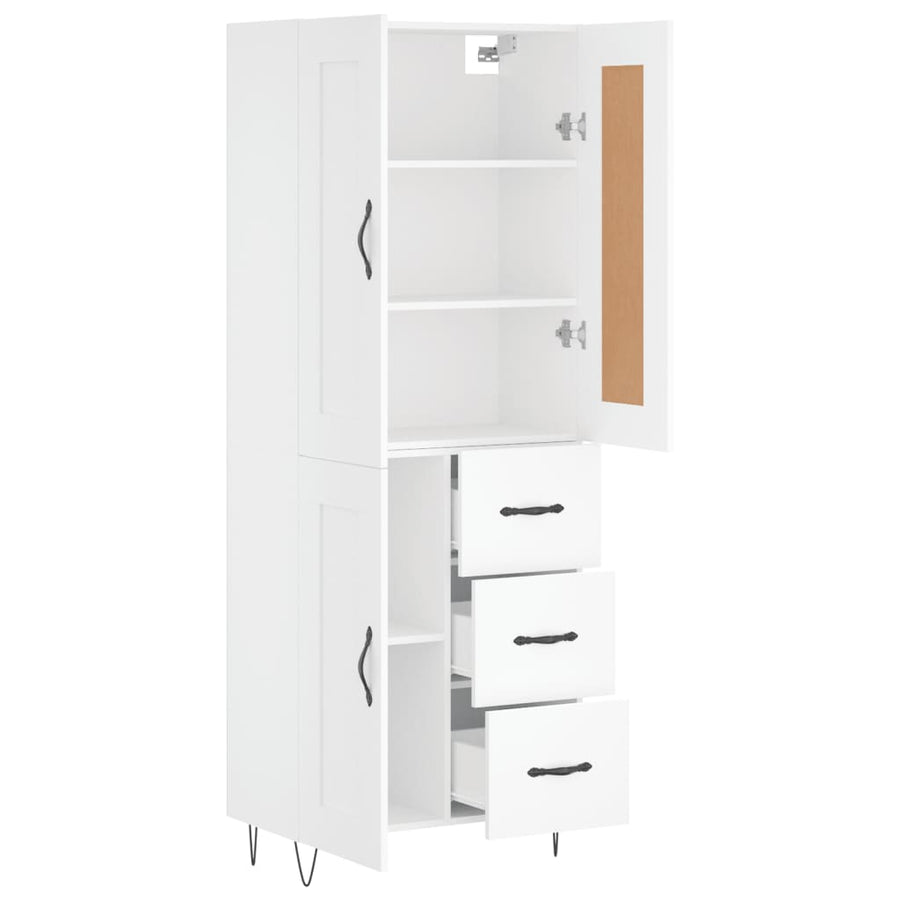 Hoge Kast 69,5X34X180 Cm Bewerkt Hout Wit
