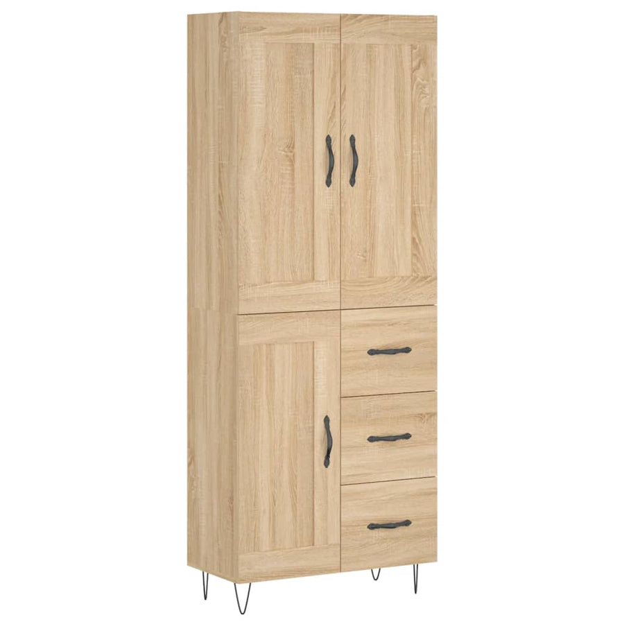 Hoge Kast 69,5X34X180 Cm Bewerkt Hout Kleurig Sonoma eiken