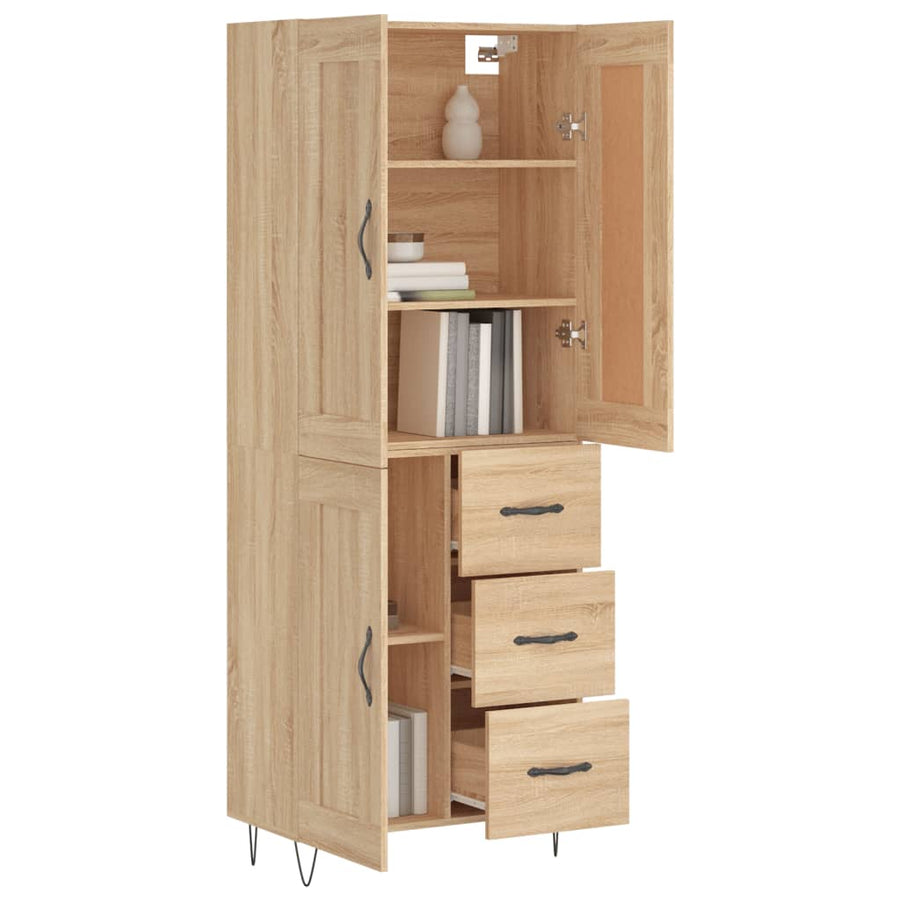 Hoge Kast 69,5X34X180 Cm Bewerkt Hout Kleurig Sonoma eiken