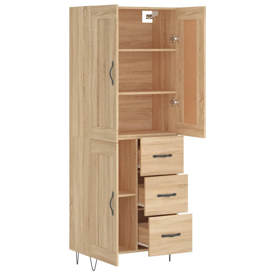 Hoge Kast 69,5X34X180 Cm Bewerkt Hout Kleurig Sonoma eiken