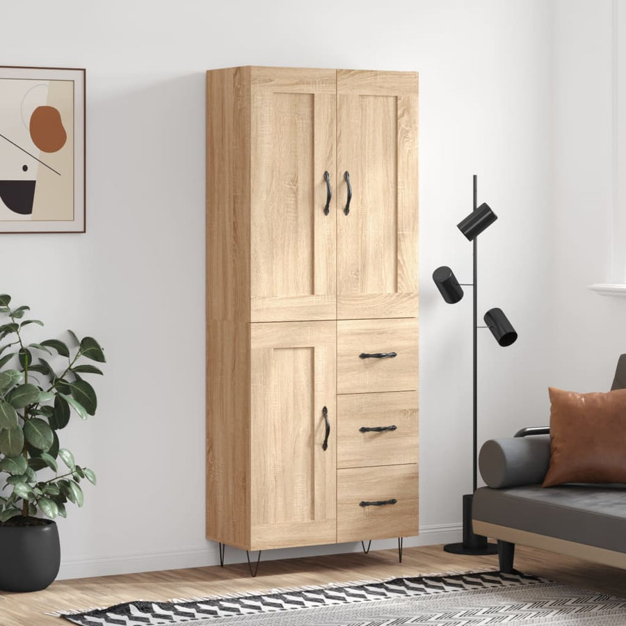 Hoge Kast 69,5X34X180 Cm Bewerkt Hout Kleurig Sonoma eiken