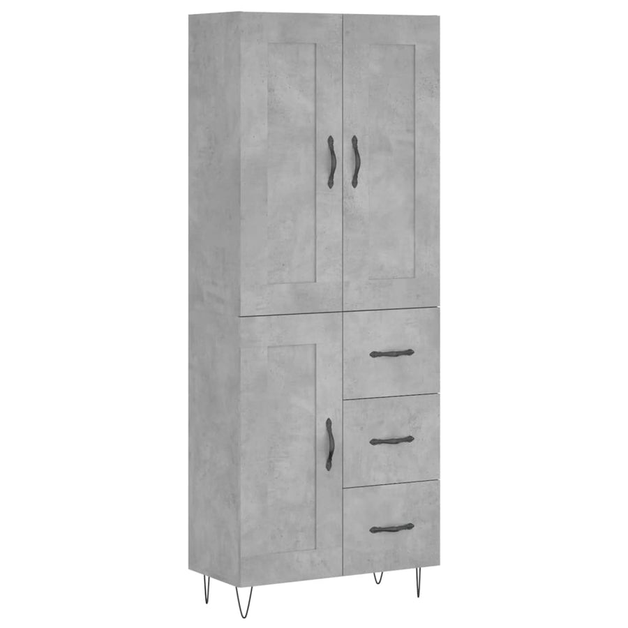 Hoge Kast 69,5X34X180 Cm Bewerkt Hout Betongrijs