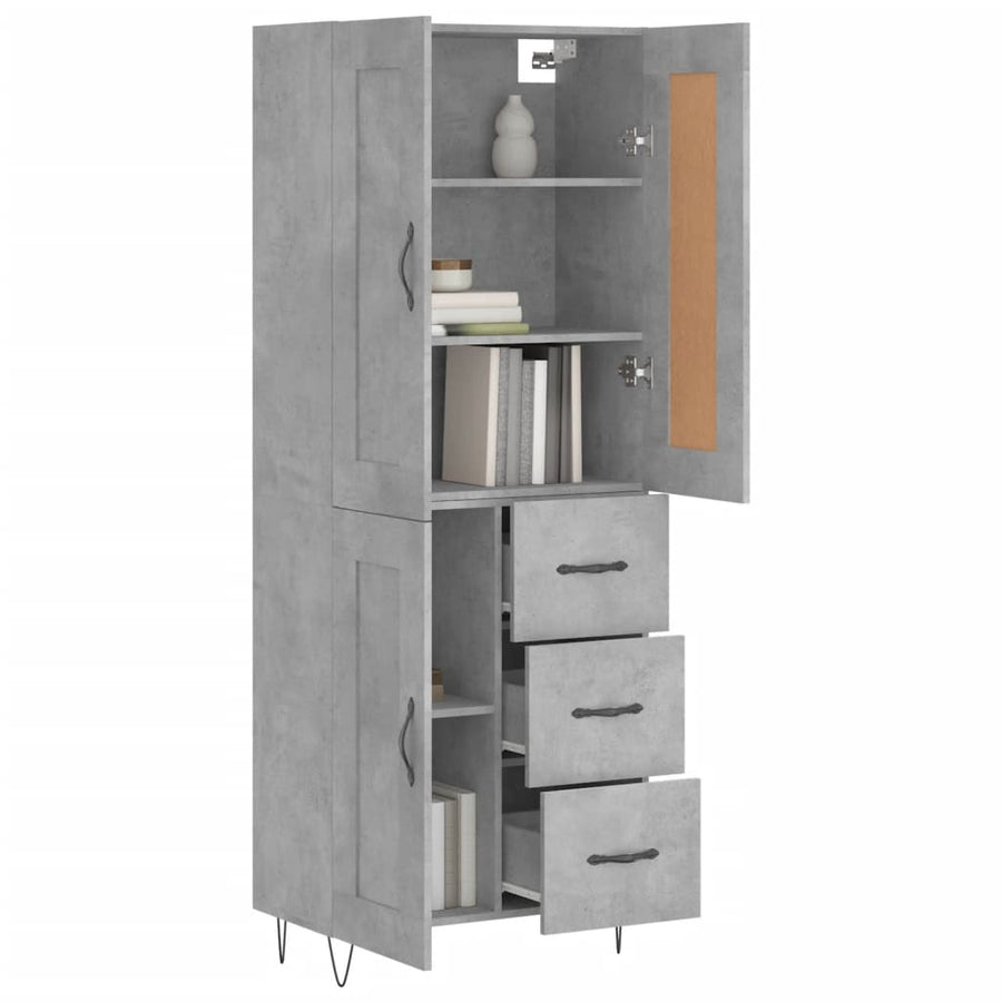Hoge Kast 69,5X34X180 Cm Bewerkt Hout Betongrijs