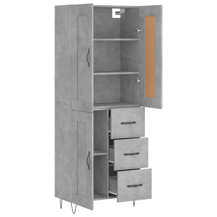 Hoge Kast 69,5X34X180 Cm Bewerkt Hout Betongrijs