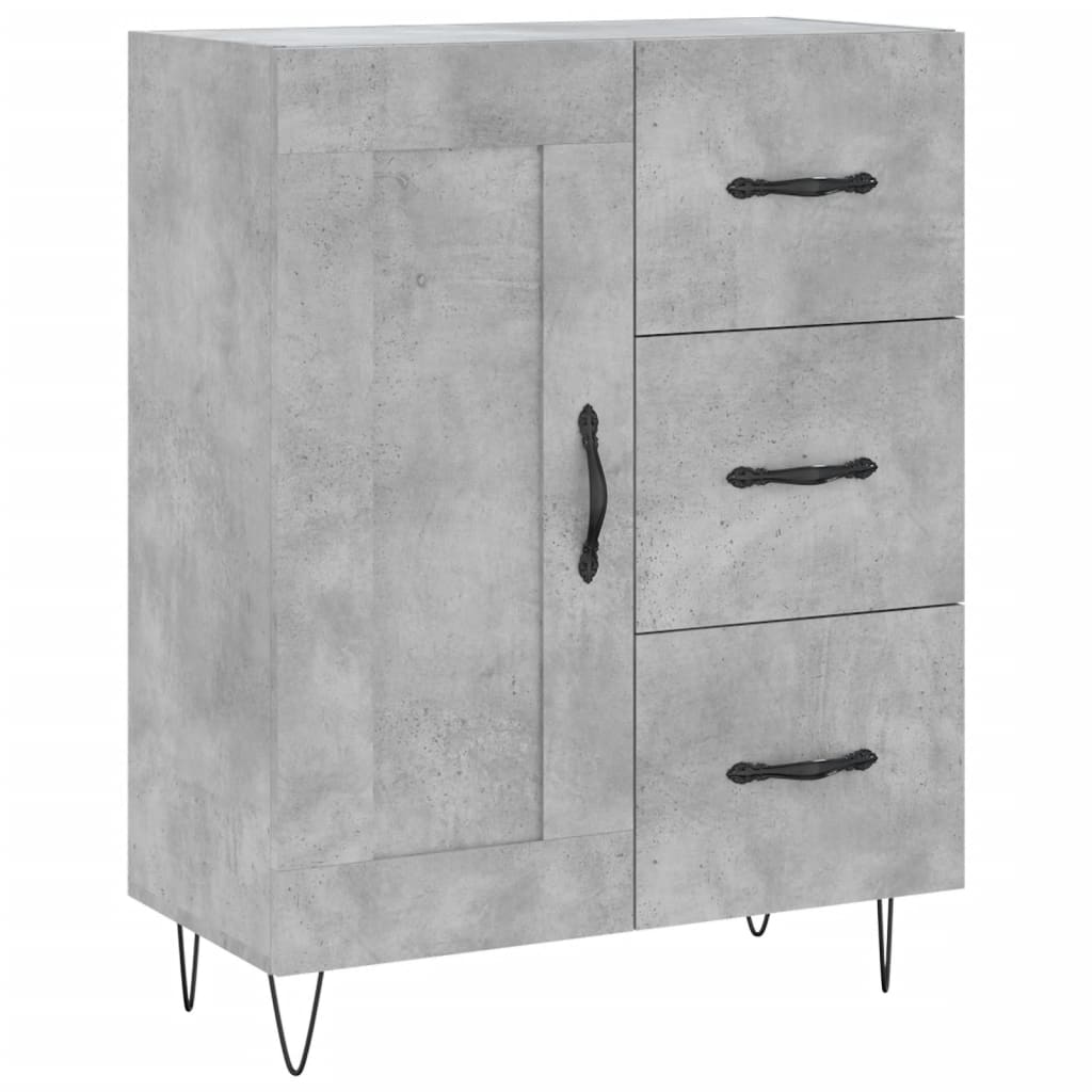 Hoge Kast 69,5X34X180 Cm Bewerkt Hout Betongrijs