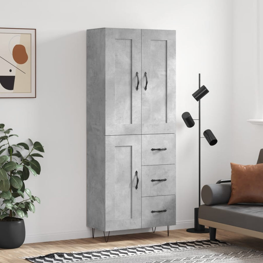 Hoge Kast 69,5X34X180 Cm Bewerkt Hout Betongrijs