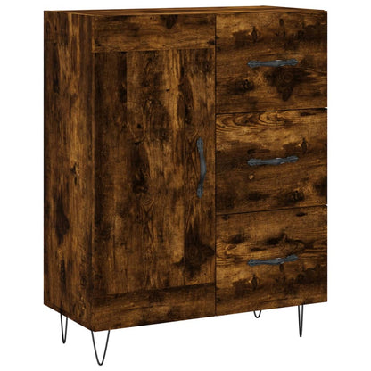 Hoge Kast 69,5X34X80 Cm Bewerkt Hout Kleurig Gerookt eiken 1 houten deur 3 lades