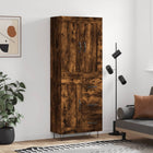 Hoge kast 69,5x34x180 cm bewerkt hout gerookt eiken