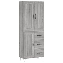 Hoge Kast 69,5X34X180 Cm Bewerkt Hout Grijs Sonoma Eikenkleurig 1 houten deur 3 lades