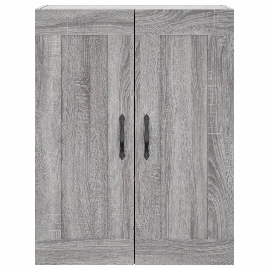 Hoge Kast 69,5X34X180 Cm Bewerkt Hout Grijs Sonoma Eikenkleurig 1 houten deur 3 lades
