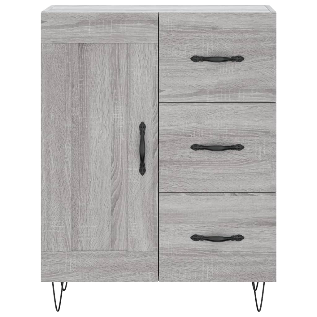 Hoge Kast 69,5X34X180 Cm Bewerkt Hout Grijs Sonoma Eikenkleurig 1 houten deur 3 lades