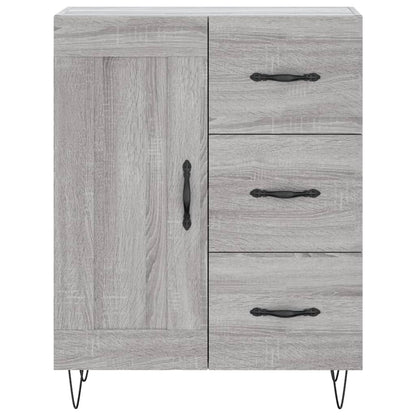 Hoge Kast 69,5X34X180 Cm Bewerkt Hout Grijs Sonoma Eikenkleurig 1 houten deur 3 lades