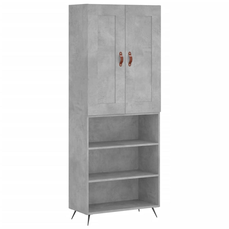 Hoge Kast 69,5X34X180 Cm Bewerkt Hout Betongrijs