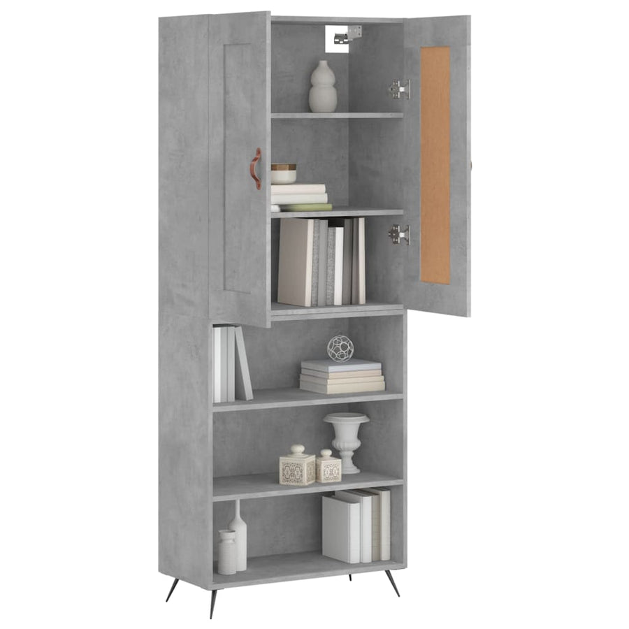 Hoge Kast 69,5X34X180 Cm Bewerkt Hout Betongrijs