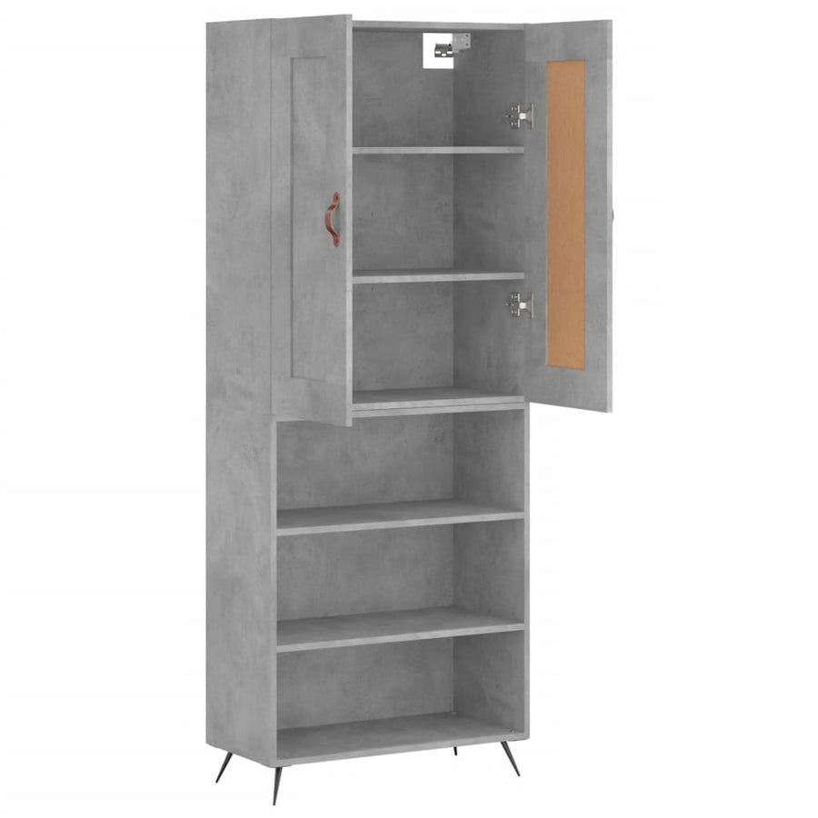 Hoge Kast 69,5X34X180 Cm Bewerkt Hout Betongrijs