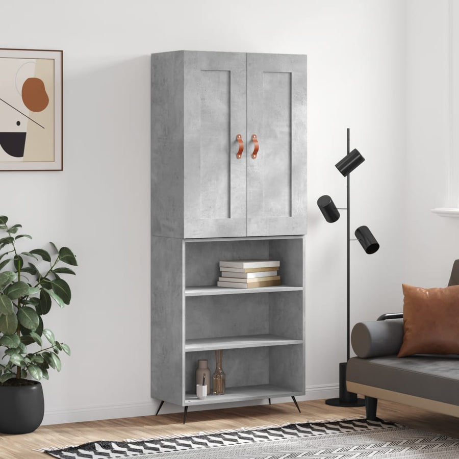 Hoge Kast 69,5X34X180 Cm Bewerkt Hout Betongrijs