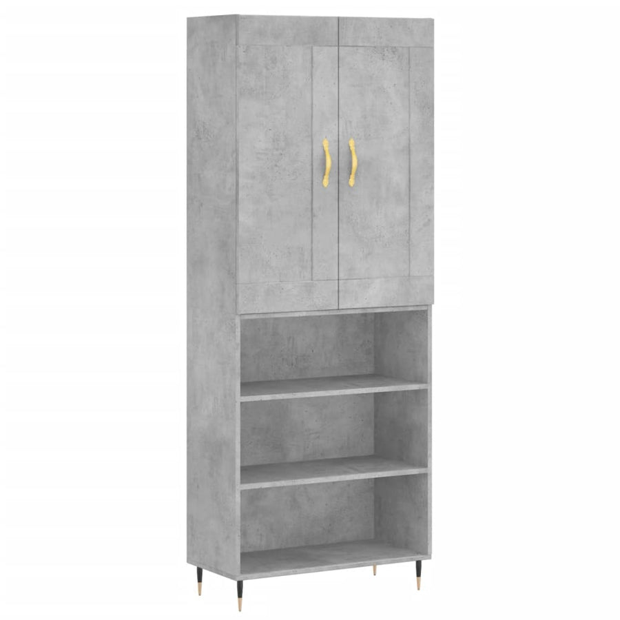 Hoge kast 69,5x34x180 cm bewerkt hout betongrijs